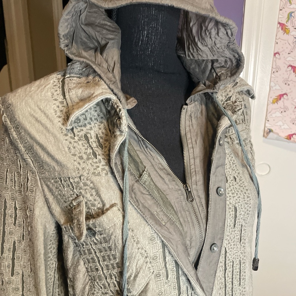 Distressed Green Pullover Jacket - image 2